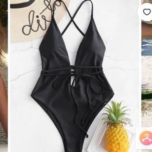 Zaful backless plunging high leg swimsuit size M